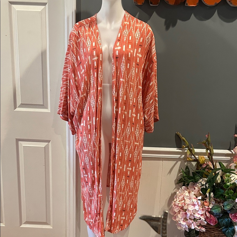 Wonderly Orange Patterned Kimono